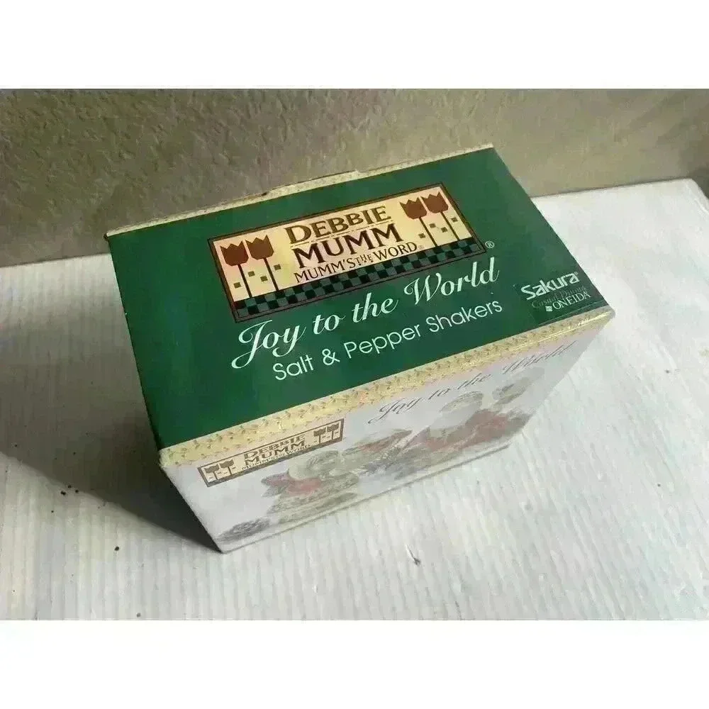 Sakura‎ Debbie Mumm Joy to the World Salt& Pepper Shaker Set In Box Christmas